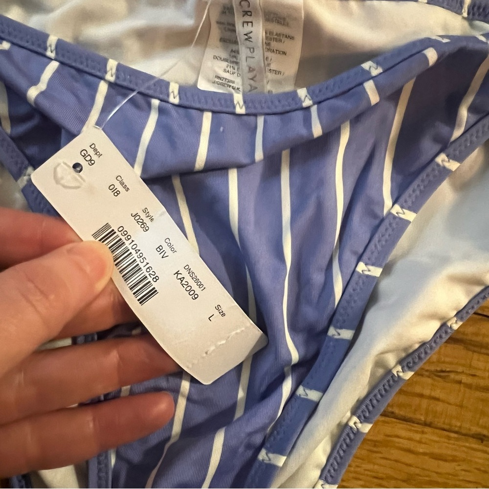 J.Crew Bikini Set -  Light Blue and White Striped String - Top M Bottom L - Picture 5 of 13